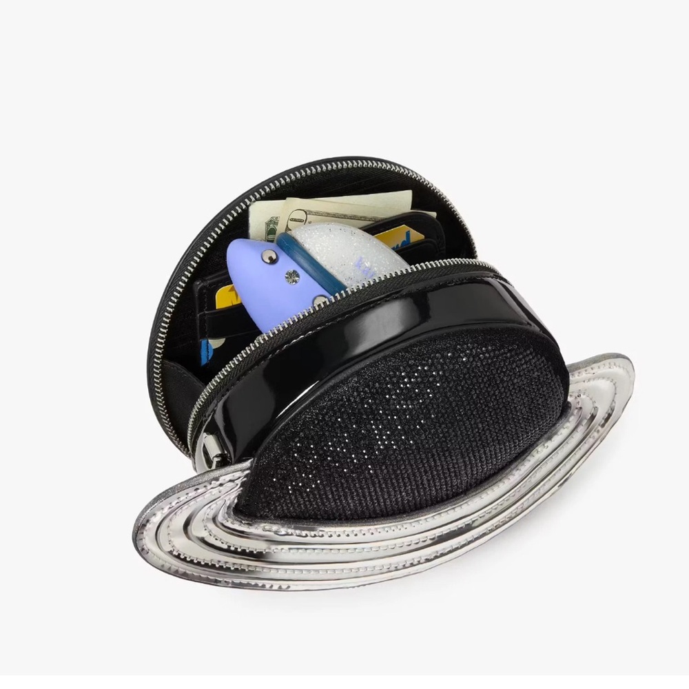 Novelty kate spade Black and Silver Saturn Space Crossbody Purse - Picture 4 of 8